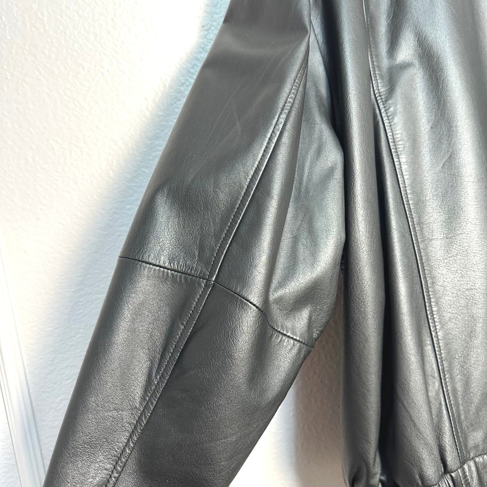 Vintage Charles Klein Mens Black Leather Bomber Jacket XXL Full Zip Outerwear - Picture 13 of 13